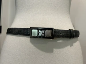 VTG ESCADA Made In Italy Gray Leather Belt 42 Women - Picture 1 of 9