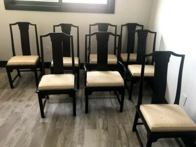 Mesa de comedor Century Chin Hua con 2 hojas, 2 sillones y 6 sillas laterales.  Foto 1 de 4