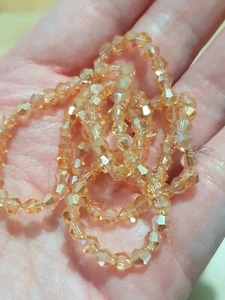 60 champagne AB sew on stich on BICONE 4mm BEAD GEM CRYSTAL RHINESTONE jewellery - Picture 1 of 1