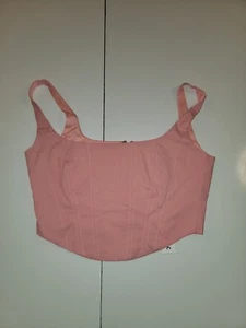 Tic Toc Pink Corset Crop Top Tank Top Hook And Loop/zip Back Size L - Picture 1 of 6