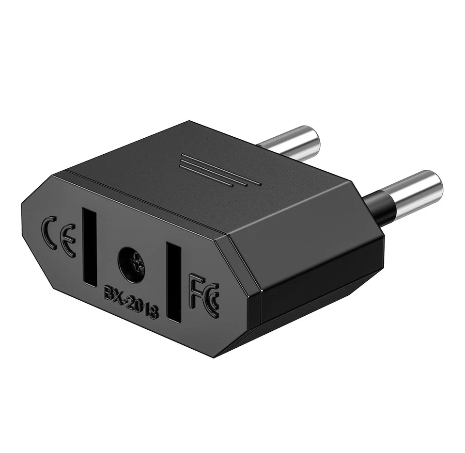 BLACK STORK Reisestrom Adapter Stecker Für USA Japan Kanada Zu EU Deutschland AT Schwarz