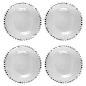 Set of 4 Bella Perle Clear Glass Small Dessert Side Plate Exclusive Tableware - Picture 1 of 6