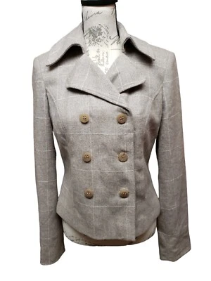 Chaqueta Adrienne Vittadini Talla 8 Marrón Tweed Corta Doble Pecho Lana Angora Nueva con Etiquetas Foto 1 de 4