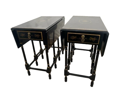 Mesas Gateleg Drexel Pembroke Mesitas de Noche Et Cetera Chinoiserie Francesa Asiática Foto 1 de 4