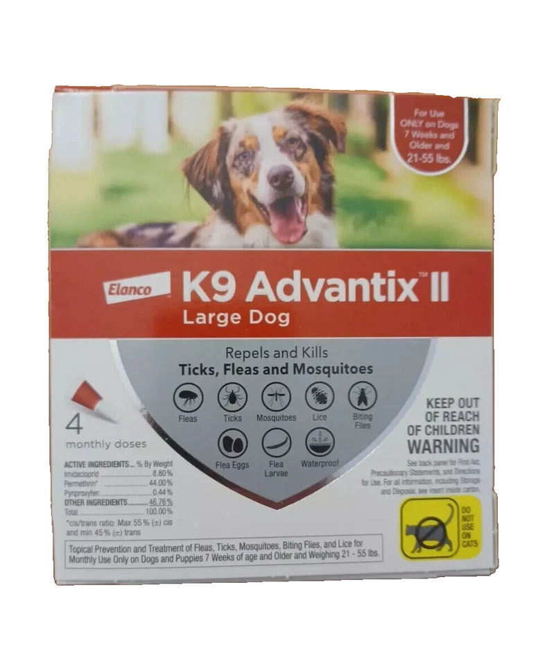 K9 Advantix II Flea Medicine Large Dog 4 Month Supply Pack K-9 21- 55 lbs  Ticks - Image 1 of 1