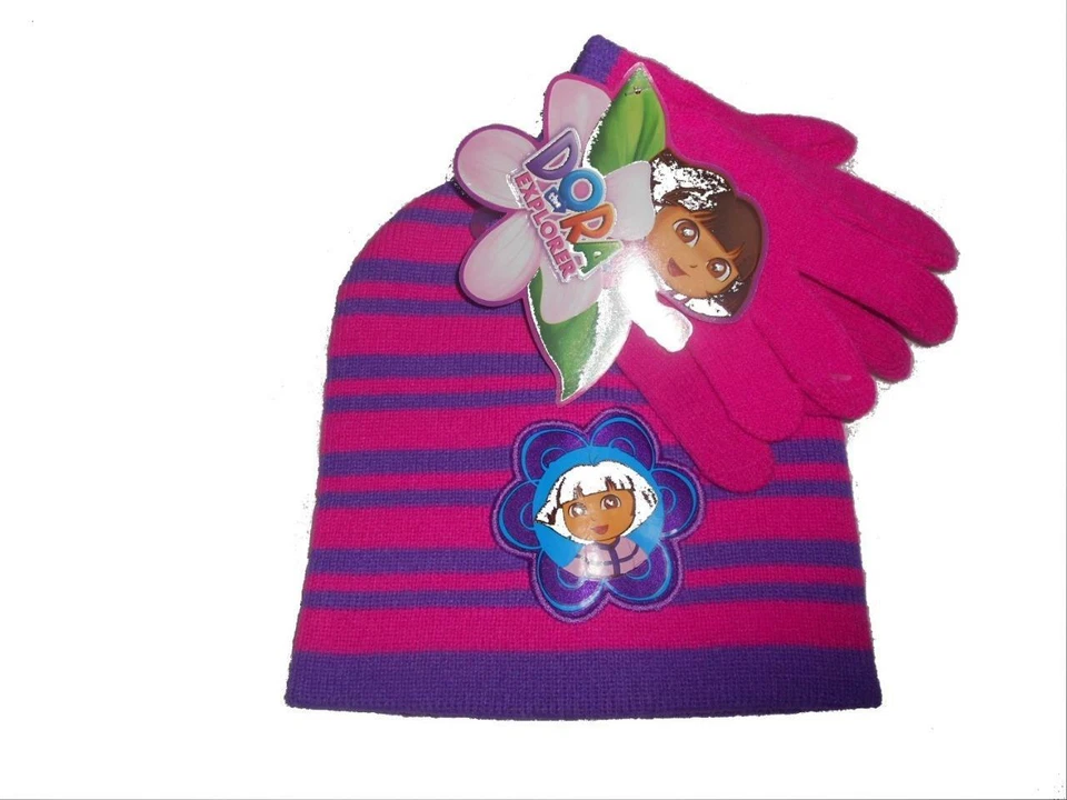 Conjunto de gorro e luvas de inverno Nickelodeon Dora the Explorer, tamanho: criança - Imagem 1 de 1