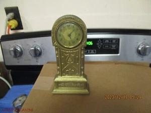 Antique  GOLD 6" TALL CLOCK NON RUNNING PARTS REPAIR - Picture 1 of 3