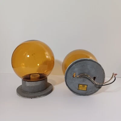 MCM Eagle Manufacturing Co. Flush Ceiling Wall Amber Glass Globe Fixtures  As Is - Image 1 of 4