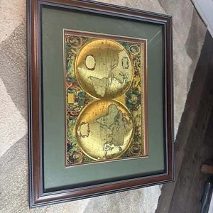 Nova Totivs Ornate Framed World Map, Art Vintage Style Gold Foil Cartography - Picture 1 of 6