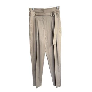 IRO Pants Women's Igna Belted Trousers Tan Striped Virgin Wool Sz 4 Classic - Picture 1 of 9