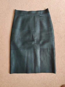 REISS Black soft real leather pencil midi skirt size UK 10, perfect quality - Picture 1 of 6