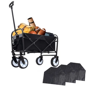 Heavy Duty Wagon Cart Swivel Collapsible Outdoor Garden Beach Cart W/ 3x Cover - Picture 1 of 15
