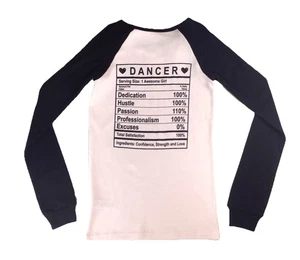 Girls Shirt Size 12 The Childrens Place DANCE Pink Black Dancer Ingredients - Picture 1 of 11
