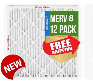 16x18x2 MERV 8 Pleated Air Filters,Furnace & AC,MPR 800-900,FPR 5,NEW - 12 PACK. - Picture 1 of 4