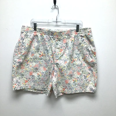 Lands End Womens Multi Floral Elastic Waist Mid Rise Pull On Chino Shorts 18 - Image 1 of 4