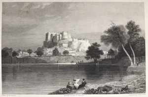 Antiker Stahlstich Druck Indien Jaipur See Kunst Raj Buchplatte - Bild 1 von 3