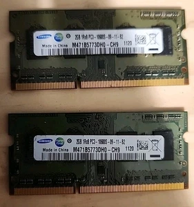 LOT OF 2 Samsung 2GB Laptop RAM Memory 1Rx8 PC3-10600S M471B5773DH0-CH9 - Picture 1 of 2