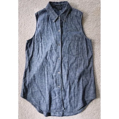 Camisa Theory para mujer azul sin mangas con botones P Foto 1 de 4