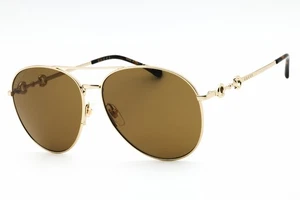GUCCI GG1698S 002 Sunglasses Gold Frame Brown Lenses 60mm - Picture 1 of 4