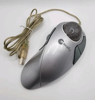 Vtg Macally Qball Mouse Silver Optical Trackball Wired USB Mac Apple Tested - Image 1 of 4