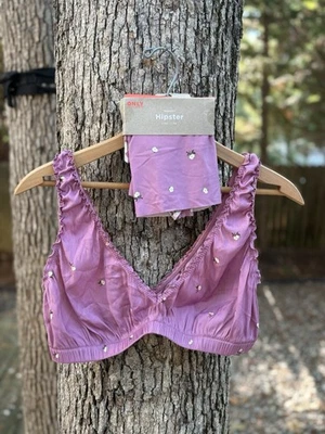 Hipster & bralette Purple Coquette Set Ditsy Floral - Old Navy Small - Imagem 1 de 2