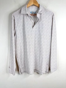 IBKÜL Langarm Poloshirt Herren M weiß braun Print UPF 50+ IceFil Cooling Golf - Bild 1 von 8