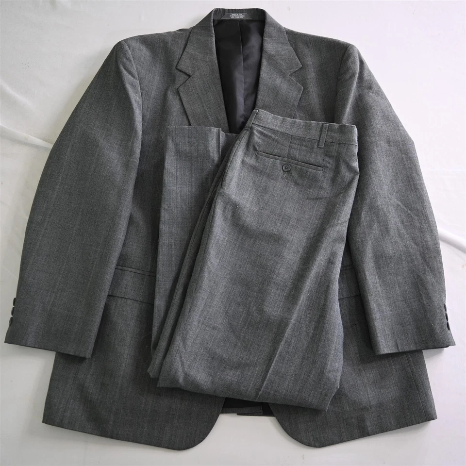 Chaqueta Pantalones Traje De Colección Haggar 46L 36x30 Gris Hecho en EE. UU. Cuadros Ventana Para Hombre Foto 1 de 4