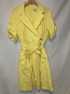 Liz Claiborne A-Linie gelbes Kleid 20W Damen Übergröße strukturiert Midi Gürtel - Bild 1 von 8