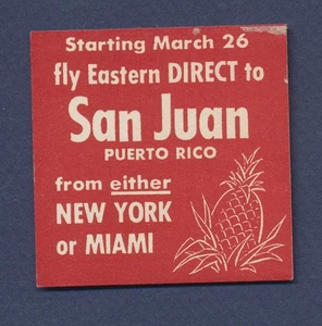 Eastern Airlines, New York nach San Juan - Vintage 2 Zoll Gepäck Etikett - - Bild 1 von 1