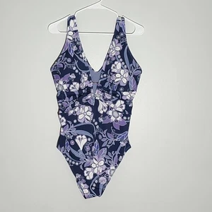 Adore Me Andria Contour Plus lila Blumen Einteiler Badeanzug tief V Größe 2X - Bild 1 von 4