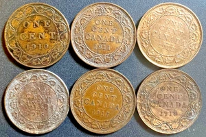 6 CENTAVOS GRANDES DIFERENTES CANADÁ EDUARDO VII ~ 1910, 1911, 1912, 1916, 1917 y 1918 - Imagen 1 de 2