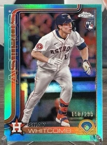 2025 Topps Chrome Shay Whitcomb Aqua Rookie Card 251 SP 090/299 Houston Astros - Picture 1 of 2