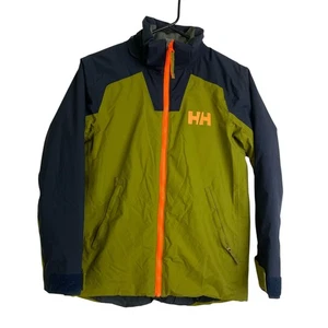 Helly Hansen Twister Jacket Boys Size 12 Outdoors Green Full Zip Primaloft Shell - Picture 1 of 13