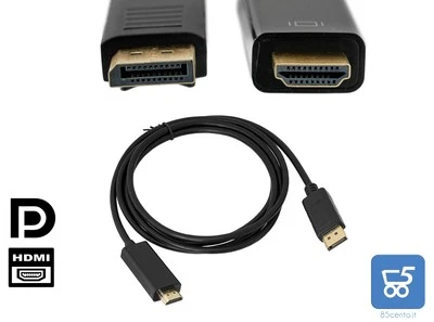 Cavetto Video Audio Dp DisplayPort HDMI 4k 3Mt Hp Dell Lenovo Notebook Lungo - Immagine 1 di 2