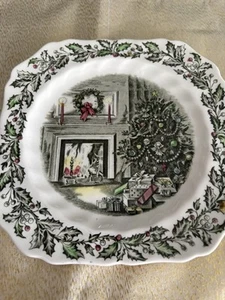 Rare Vintage Johnson Bros Ironstone Merry Christmas Snack Plate W/ Indentation - Picture 1 of 11