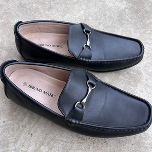 Mocassini Bruno Marc Henry Bit Mocassini Uomo 10 Nero Slip On Casual Comfort Scarpe - Foto 1 di 7