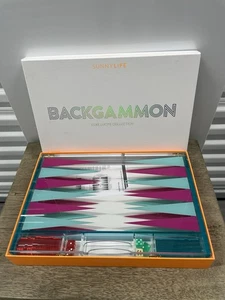 Sunnylife Lucite Acrylic Backgammon Board Game Set - Carry Case & Box RARE 107 - Picture 1 of 3