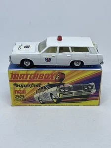 De colección Lesney Matchbox 55 ruedas de disco personalizadas Mercury coche de policía con caja de reproducción - Imagen 1 de 6