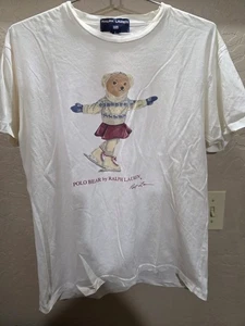 Vintage Polo Ralph Lauren Single Stitch Polo Bear Ice Skater T-Shirt Damen Lg. USA - Bild 1 von 5