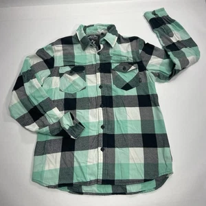 Vans Cathy Van Engel Men Small Button Up Shirt Green Plaid Flannel Skater - Picture 1 of 5
