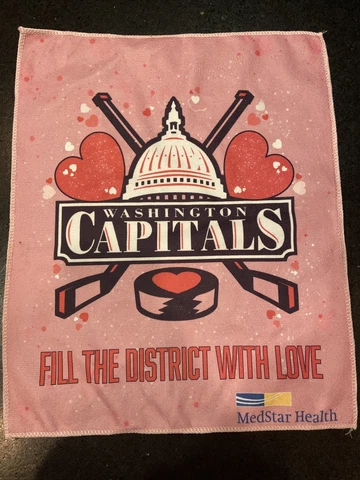 Valentine’s Day 2/14/23 Washington Capitals SGA Rally Towel Pink Cover