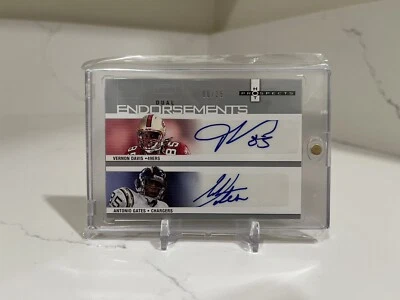 2006 Fleer Hot Prospects Dual Endorsements Vernon Davis Antonio Gates /25 Auto - Image 1 of 2