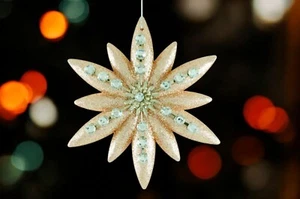 4,75" Rosegold Edelstein Schneeflocke Weihnachten hängende Ornament - Bild 1 von 4