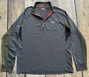 POLO SPORT PERFORMANCE ACTIVE 1/4 ZIP SHIRT TOP GRAY GREEN MENS XL EXCELLENT - Picture 1 of 9