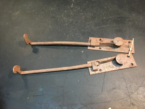 Antique Cast Iron Shutter Barn Door Latch Pin Hardware 14in Pair Cover