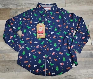 NEW Boys Free Planet Christmas Toys Button Down Shirt Size 4 Extra Small - Picture 1 of 11