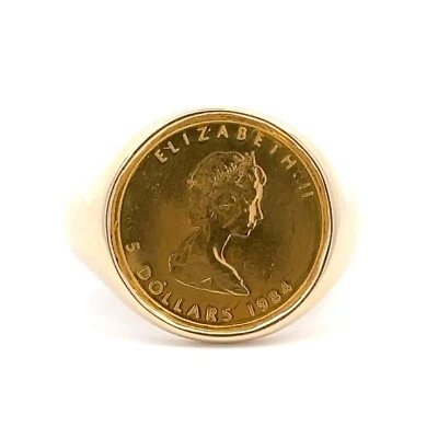Anillo de oro de $5 hoja de arce canadiense Isabel II 1984 9,75 - J204 Foto 1 de 4
