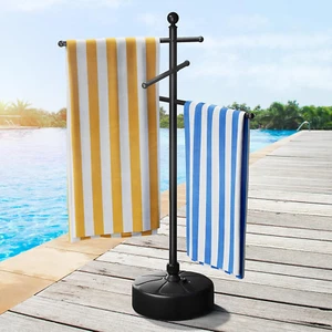 Pool Towel Rack Outdoor, 59" Outdoor Towel Rack with 3 Adjustable Bars, Pool Tow - Picture 1 of 12