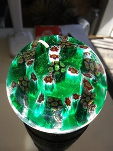 Fermacarte Murano Millefiori Verde Giallo Res Bianco Italia Piccole Spedizioni Oggi - Foto 1 di 6