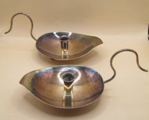 Birmingham 1960 Midecentury Dansh STYLE Sterling Silver Candlesticks - Picture 1 of 11